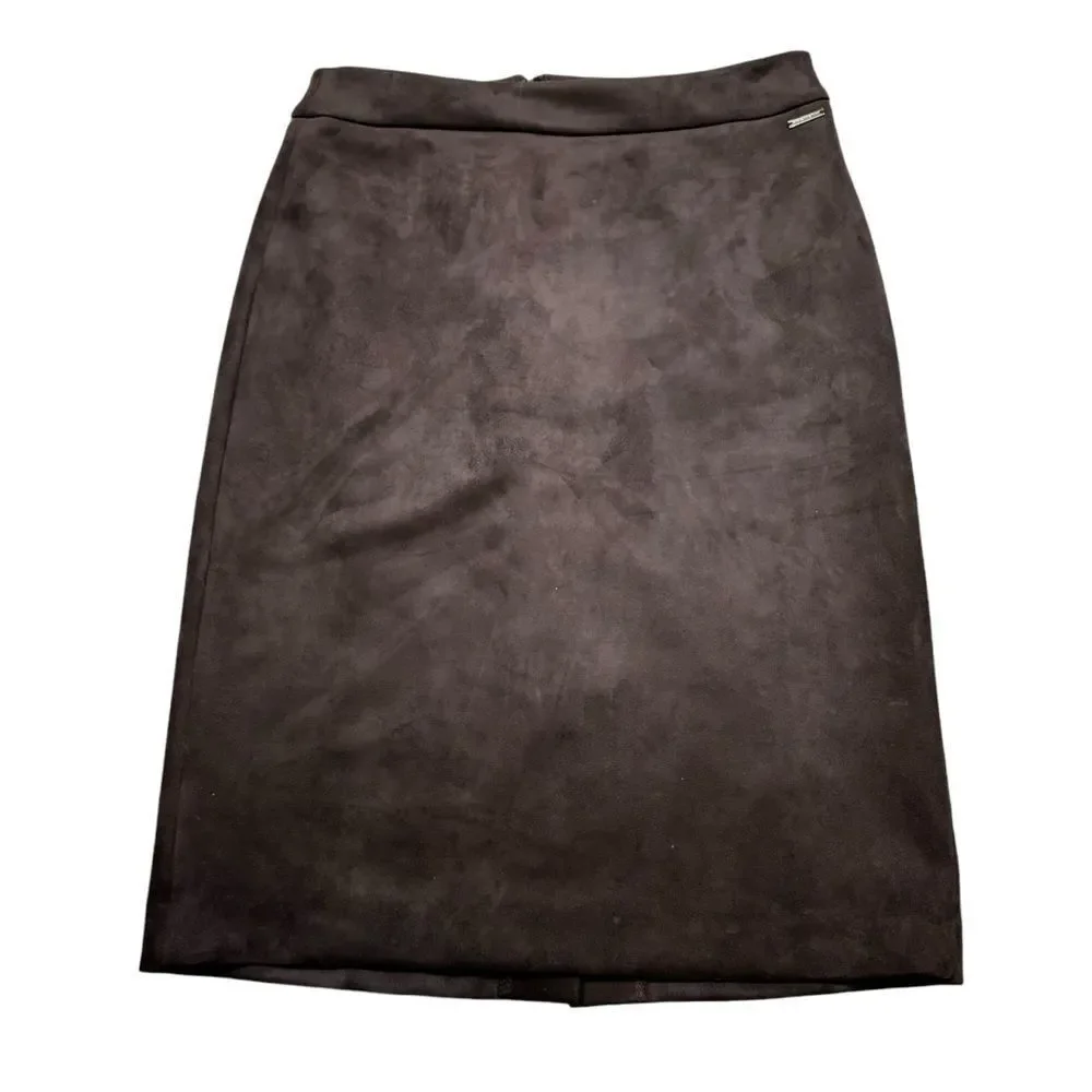 Ladies‎ Brown Tahari Faux Suede Midi Skirt Size Small